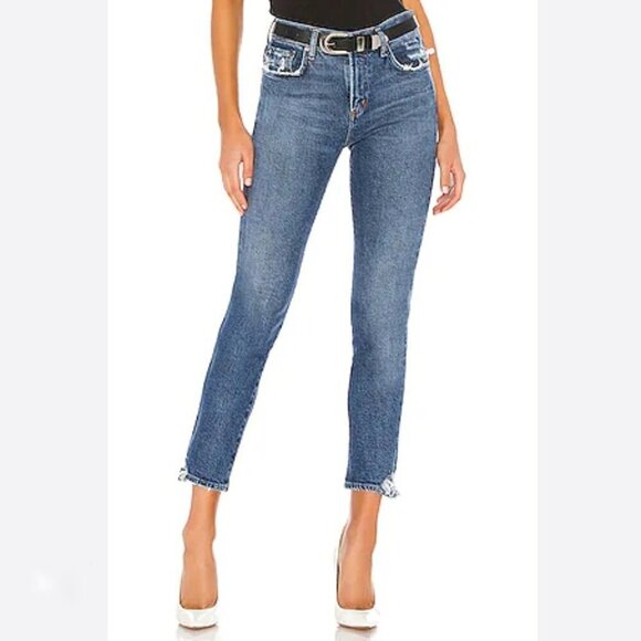 Agolde Toni Slim Jeans In Stratosphere Dark Wash Women’s Size 32 Distressed - Picture 1 of 12